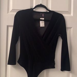 Black velvet bodysuit